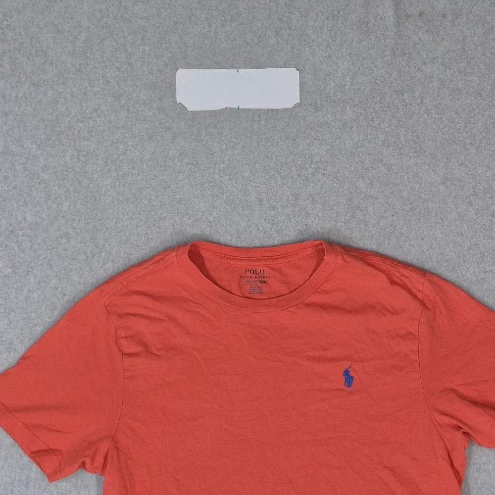 Polo Ralph Lauren Boys Shirt L/G (14-16) Orange Embroidered Logo Short Sleeve